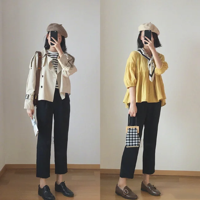 今天穿什么？女生烟管裤秋季显瘦穿搭示范