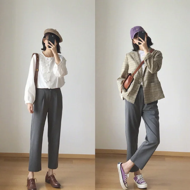 今天穿什么？女生烟管裤秋季显瘦穿搭示范