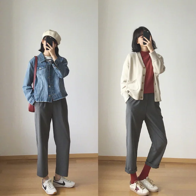 今天穿什么？女生烟管裤秋季显瘦穿搭示范