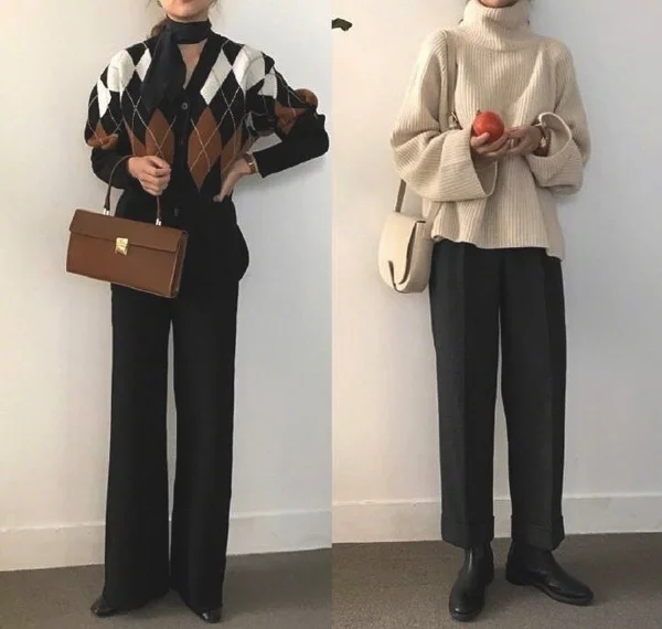 12月冬季简约风内搭参考,素色让人格外舒适