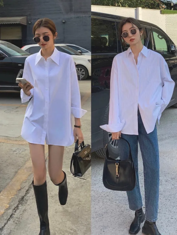 2022初春女生衬衫搭配示范，气质好显腿长！