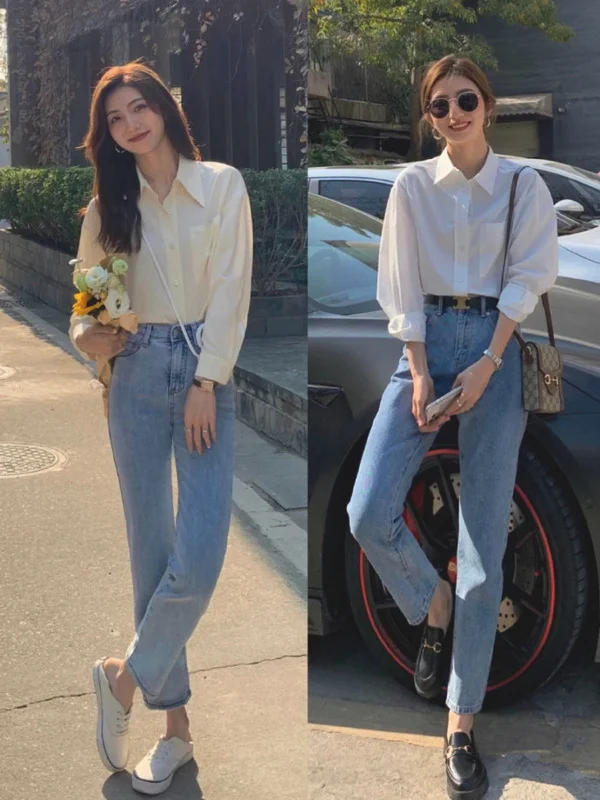 2022初春女生衬衫搭配示范，气质好显腿长！