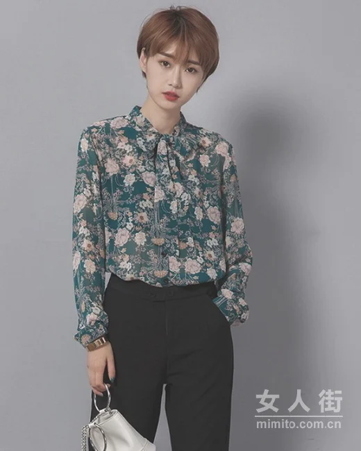 显瘦长袖小衬衣，秀出文艺女神范儿