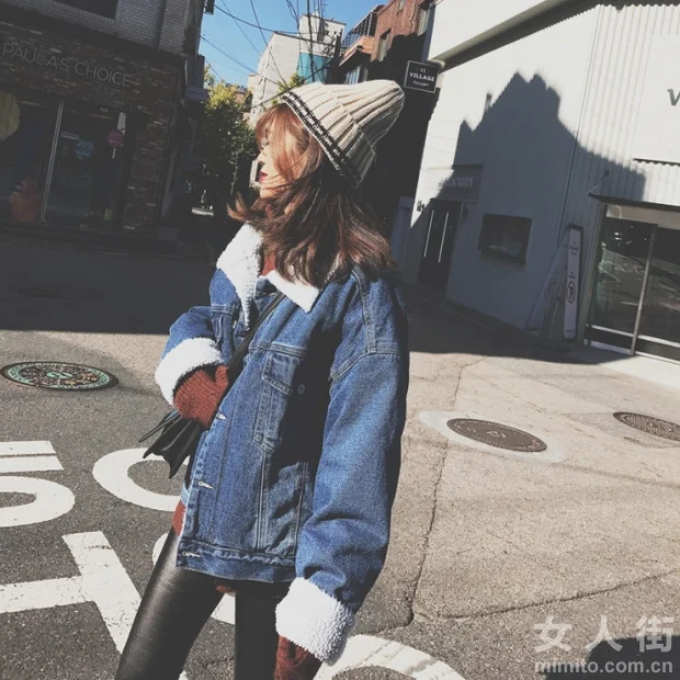 牛仔外套又红了，冬天这么穿太chic！
