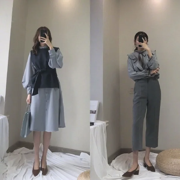早秋气质女生的通勤风穿搭示范