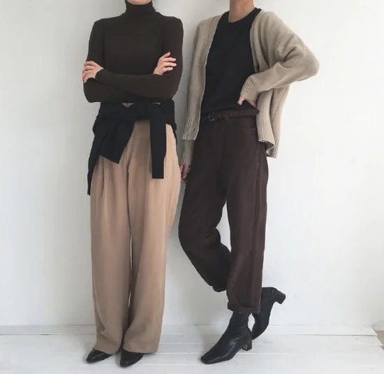 秋天必备的基础色系闺蜜穿搭lookbook