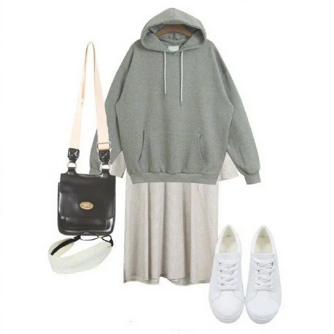女生秋季穿搭示范:灰色连帽卫衣9种搭配方案