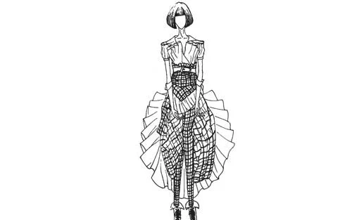 服装设计中的褶子怎么画_服装设计图头发怎么画