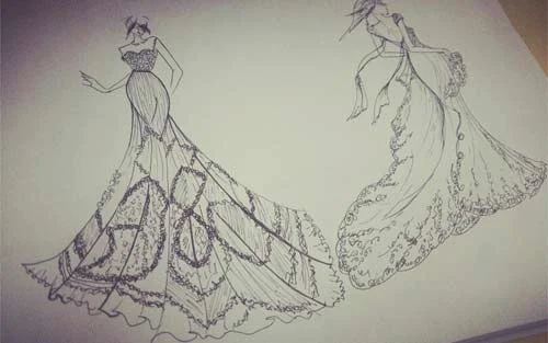服装设计中的褶子怎么画_服装设计图头发怎么画