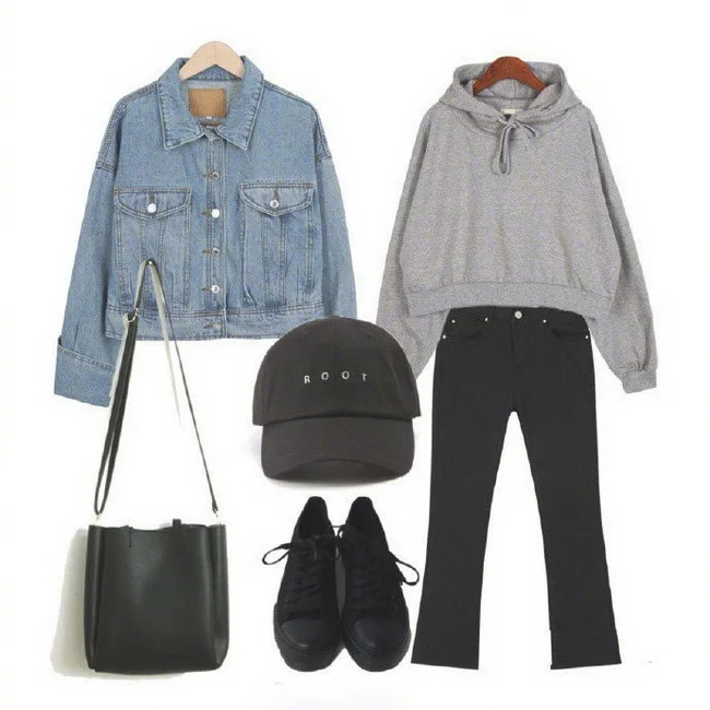 女生秋季穿搭示范:灰色连帽卫衣9种搭配方案