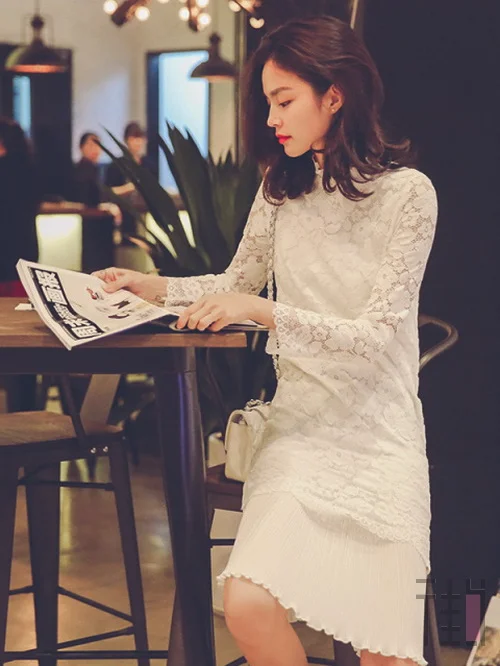 女人约会穿搭配示范，蕾丝裙让甜蜜升级