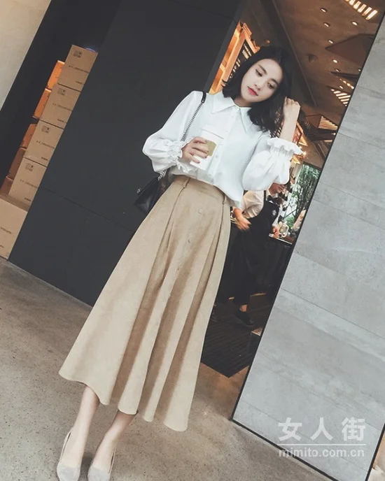 单鞋+半身裙，女神范儿就要这样穿！