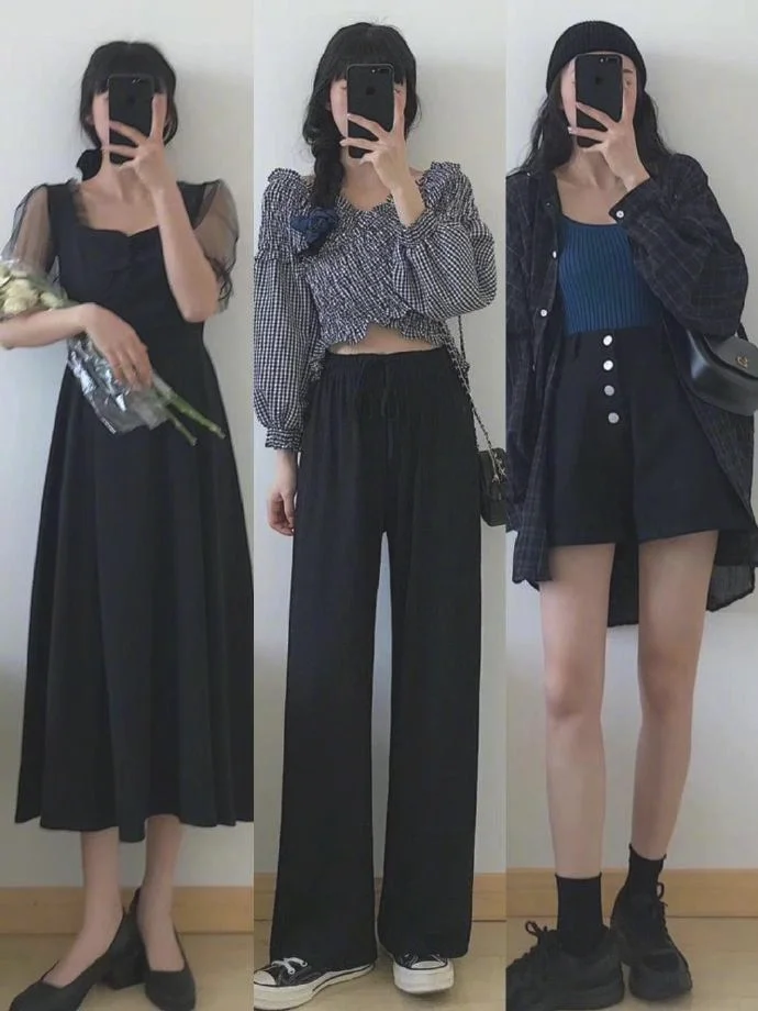 春夏穿搭随手拍，经典少女黑色系穿搭示范 ​​​​