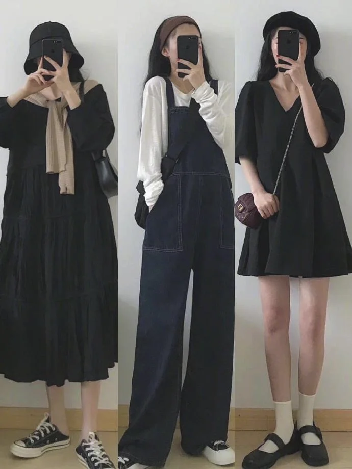 春夏穿搭随手拍，经典少女黑色系穿搭示范 ​​​​