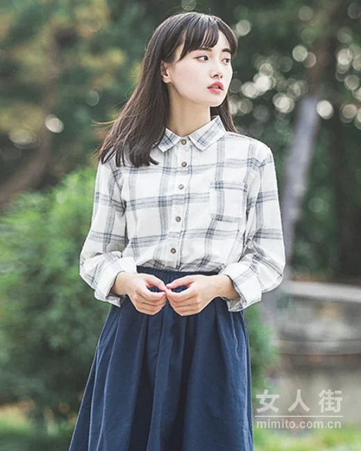 小清新范儿的最爱，经典格子衫穿搭