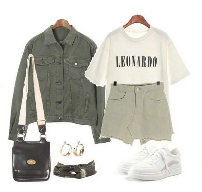 军绿色工装牛仔外套搭配示范