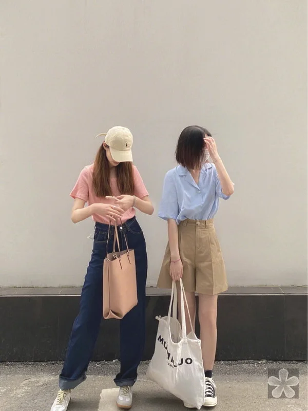 简约纯色系清凉夏日穿搭参考