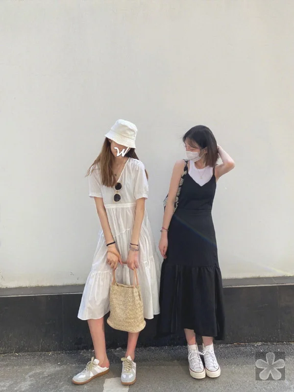 简约纯色系清凉夏日穿搭参考