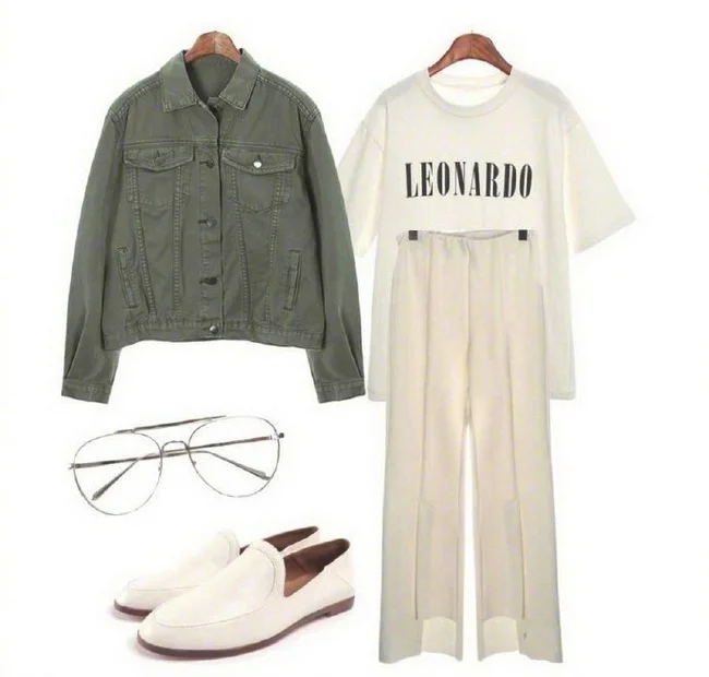 军绿色工装牛仔外套搭配示范