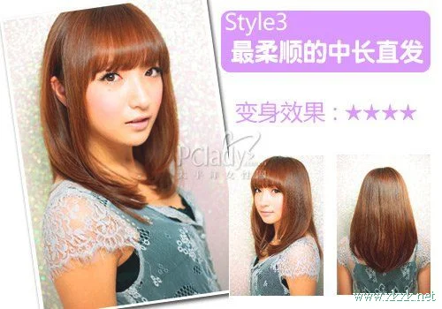 中长发搭配齐刘海立变18岁