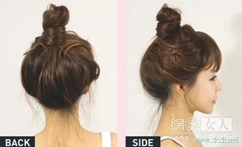 韩式乡村风团子头 街拍最爱发型