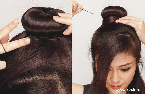 “面包圈”盘出丸子头 5分钟快速出门