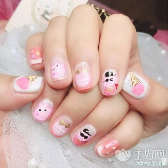 小猪佩奇美甲图片 时尚减龄还很显嫩！